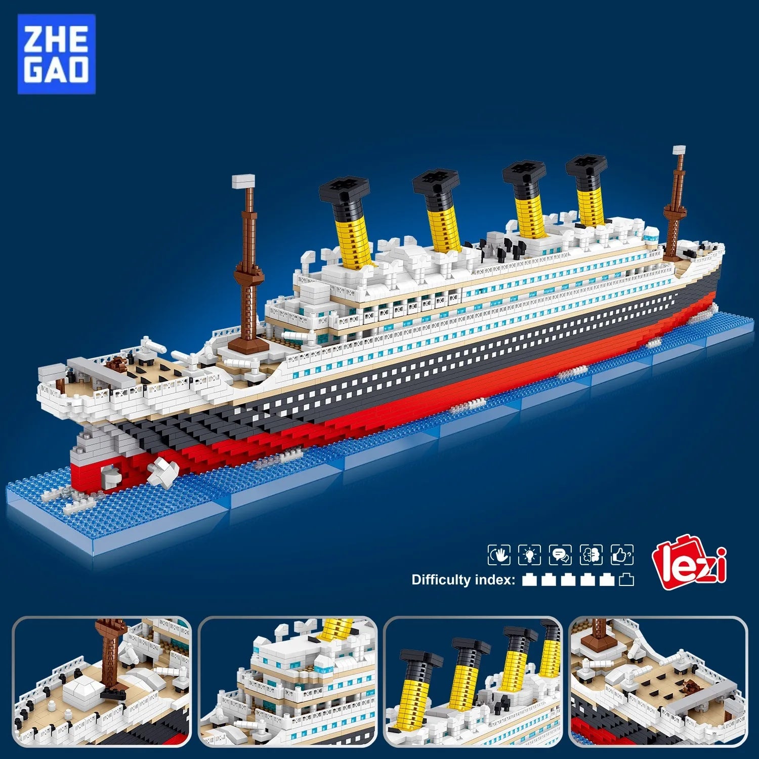 Bloco de Montar Titanic Realista 4404 Peças 65cm