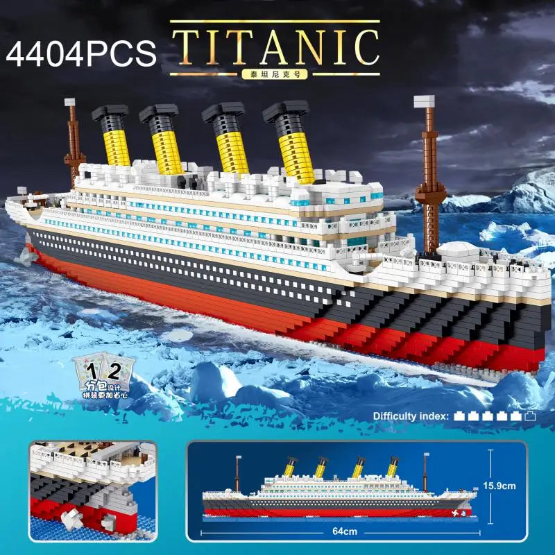Bloco de Montar Titanic Realista 4404 Peças 65cm